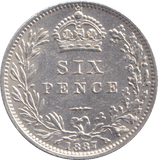 1887 SIXPENCE ( AUNC ) - SIXPENCE - Cambridgeshire Coins