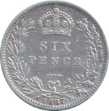 1887 SIXPENCE ( EF ) - SIXPENCE - Cambridgeshire Coins
