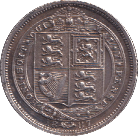 1887 SIXPENCE ( EF ) - SIXPENCE - Cambridgeshire Coins