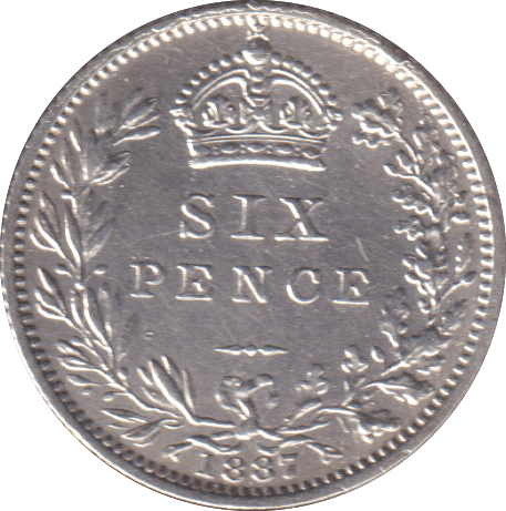 1887 SIXPENCE (EF) - SIXPENCE - Cambridgeshire Coins