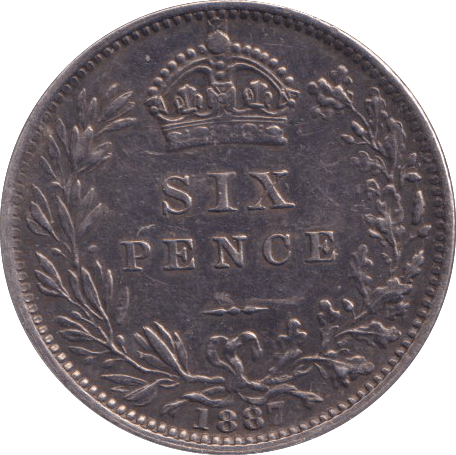 1887 SIXPENCE F90 ( EF ) - SIXPENCE - Cambridgeshire Coins