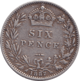 1887 SIXPENCE ( FINE ) - SIXPENCE - Cambridgeshire Coins
