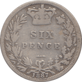 1887 SIXPENCE ( FINE ) - SIXPENCE - Cambridgeshire Coins