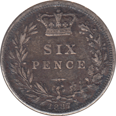 1887 SIXPENCE ( GF ) - SIXPENCE - Cambridgeshire Coins