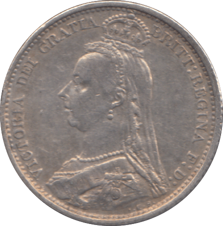 1887 SIXPENCE ( GF ) - SIXPENCE - Cambridgeshire Coins