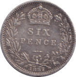 1887 SIXPENCE ( GVF ) - SIXPENCE - Cambridgeshire Coins