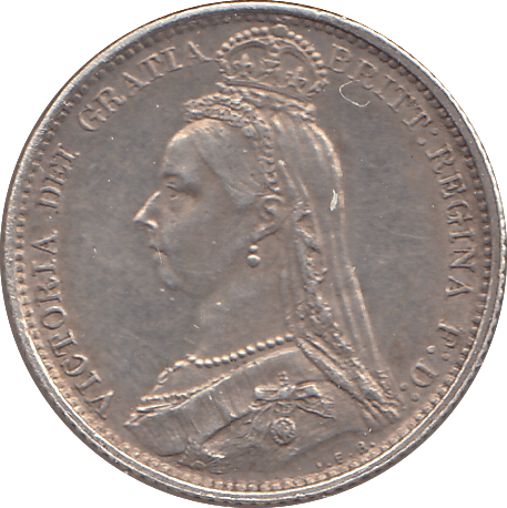 1887 SIXPENCE ( GVF ) - SIXPENCE - Cambridgeshire Coins
