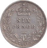 1887 SIXPENCE ( GVF ) - SIXPENCE - Cambridgeshire Coins