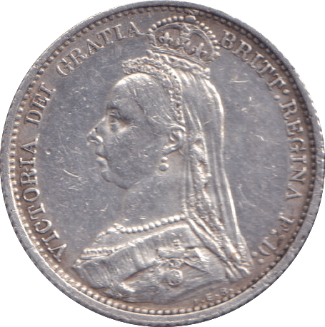 1887 SIXPENCE ( GVF ) - SIXPENCE - Cambridgeshire Coins