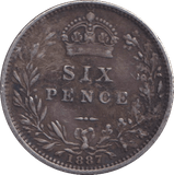 1887 SIXPENCE ( GVF ) - SIXPENCE - Cambridgeshire Coins