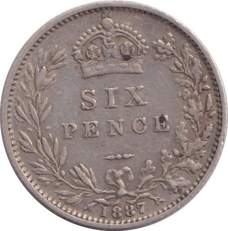 1887 SIXPENCE ( GVF ) - SIXPENCE - Cambridgeshire Coins