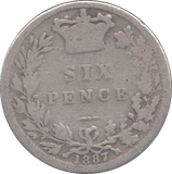 1887 SIXPENCE ( NF ) - SIXPENCE - Cambridgeshire Coins
