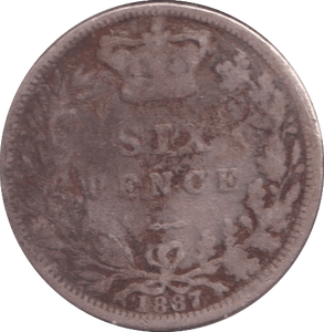 1887 SIXPENCE ( NF ) - SIXPENCE - Cambridgeshire Coins