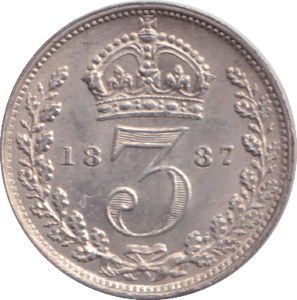 1887 THREEPENCE ( AUNC ) - SIXPENCE - Cambridgeshire Coins