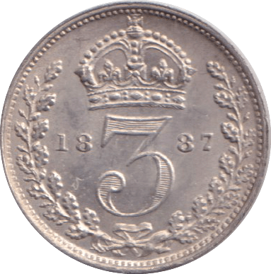 1887 THREEPENCE ( AUNC ) - SIXPENCE - Cambridgeshire Coins