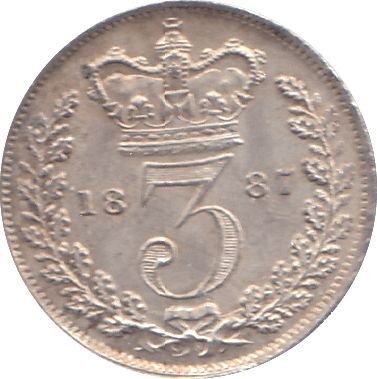 1887 THREEPENCE ( AUNC ) - THREEPENCE - Cambridgeshire Coins