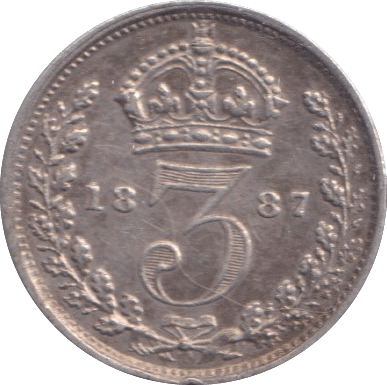 1887 THREEPENCE ( AUNC ) - Threepence - Cambridgeshire Coins