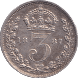 1887 THREEPENCE ( AUNC ) - Threepence - Cambridgeshire Coins