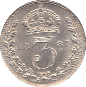 1887 THREEPENCE ( BU ) - THREEPENCE - Cambridgeshire Coins