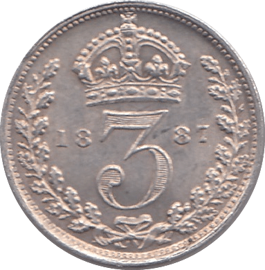 1887 THREEPENCE ( EF ) - THREEPENCE - Cambridgeshire Coins
