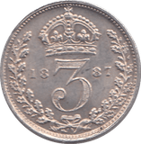 1887 THREEPENCE ( EF ) - THREEPENCE - Cambridgeshire Coins