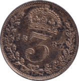 1887 THREEPENCE ( EF ) - THREEPENCE - Cambridgeshire Coins