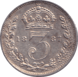 1887 THREEPENCE ( EF ) - THREEPENCE - Cambridgeshire Coins