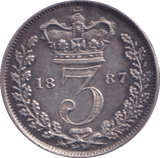 1887 THREEPENCE ( EF ) - Threepence - Cambridgeshire Coins