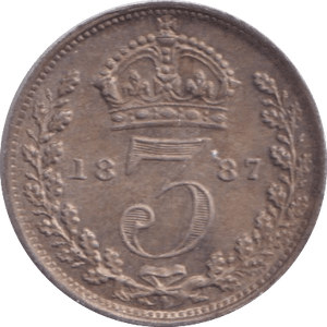 1887 THREEPENCE ( EF ) - Threepence - Cambridgeshire Coins