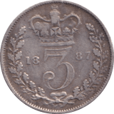 1887 THREEPENCE ( FINE ) - Threepence - Cambridgeshire Coins