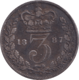 1887 THREEPENCE ( FINE ) - Threepence - Cambridgeshire Coins