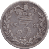 1887 THREEPENCE ( FINE ) - Threepence - Cambridgeshire Coins