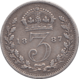 1887 THREEPENCE ( FINE ) - THREEPENCE - Cambridgeshire Coins