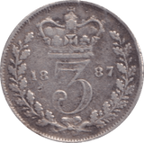 1887 THREEPENCE ( FINE ) - Threepence - Cambridgeshire Coins