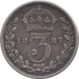 1887 THREEPENCE ( GF ) - THREEPENCE - Cambridgeshire Coins