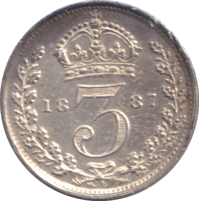 1887 THREEPENCE ( GVF ) - THREEPENCE - Cambridgeshire Coins
