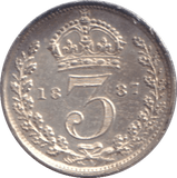 1887 THREEPENCE ( GVF ) - THREEPENCE - Cambridgeshire Coins
