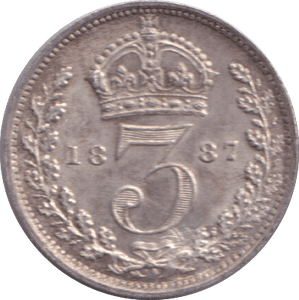 1887 THREEPENCE ( GVF ) - THREEPENCE - Cambridgeshire Coins