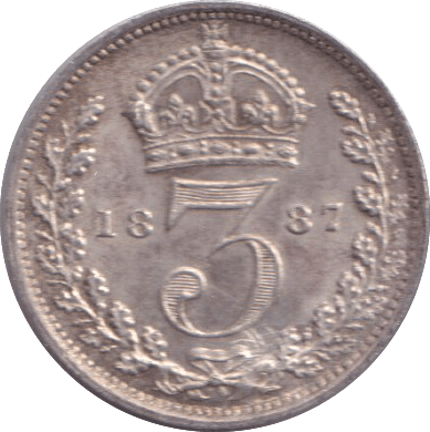 1887 THREEPENCE ( GVF ) - THREEPENCE - Cambridgeshire Coins
