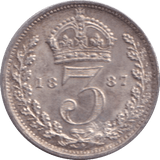 1887 THREEPENCE ( GVF ) - THREEPENCE - Cambridgeshire Coins