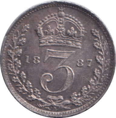 1887 THREEPENCE ( GVF ) - THREEPENCE - Cambridgeshire Coins