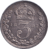 1887 THREEPENCE ( GVF ) - THREEPENCE - Cambridgeshire Coins