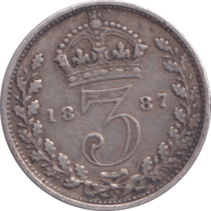 1887 THREEPENCE ( GVF ) - Threepence - Cambridgeshire Coins