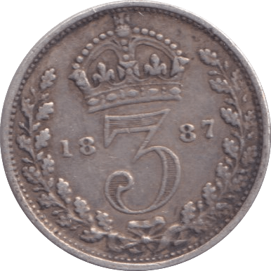 1887 THREEPENCE ( GVF ) - Threepence - Cambridgeshire Coins