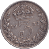 1887 THREEPENCE ( GVF ) - Threepence - Cambridgeshire Coins
