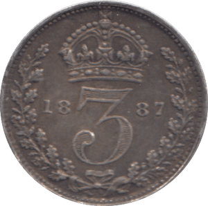 1887 THREEPENCE ( GVF ) - THREEPENCE - Cambridgeshire Coins