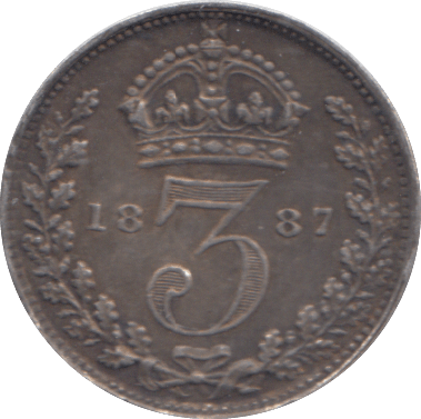 1887 THREEPENCE ( GVF ) - THREEPENCE - Cambridgeshire Coins