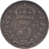 1887 THREEPENCE ( GVF ) - THREEPENCE - Cambridgeshire Coins