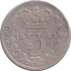 1887 THREEPENCE ( NF ) - THREEPENCE - Cambridgeshire Coins