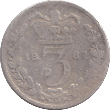 1887 THREEPENCE ( NF ) - THREEPENCE - Cambridgeshire Coins